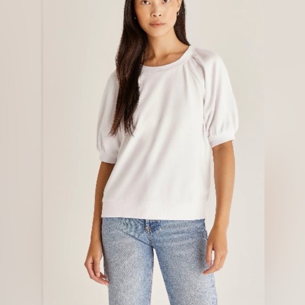Z SUPPLY GIANNA TERRY TEE - WHITE size x-Small XS - Picture 2 of 12